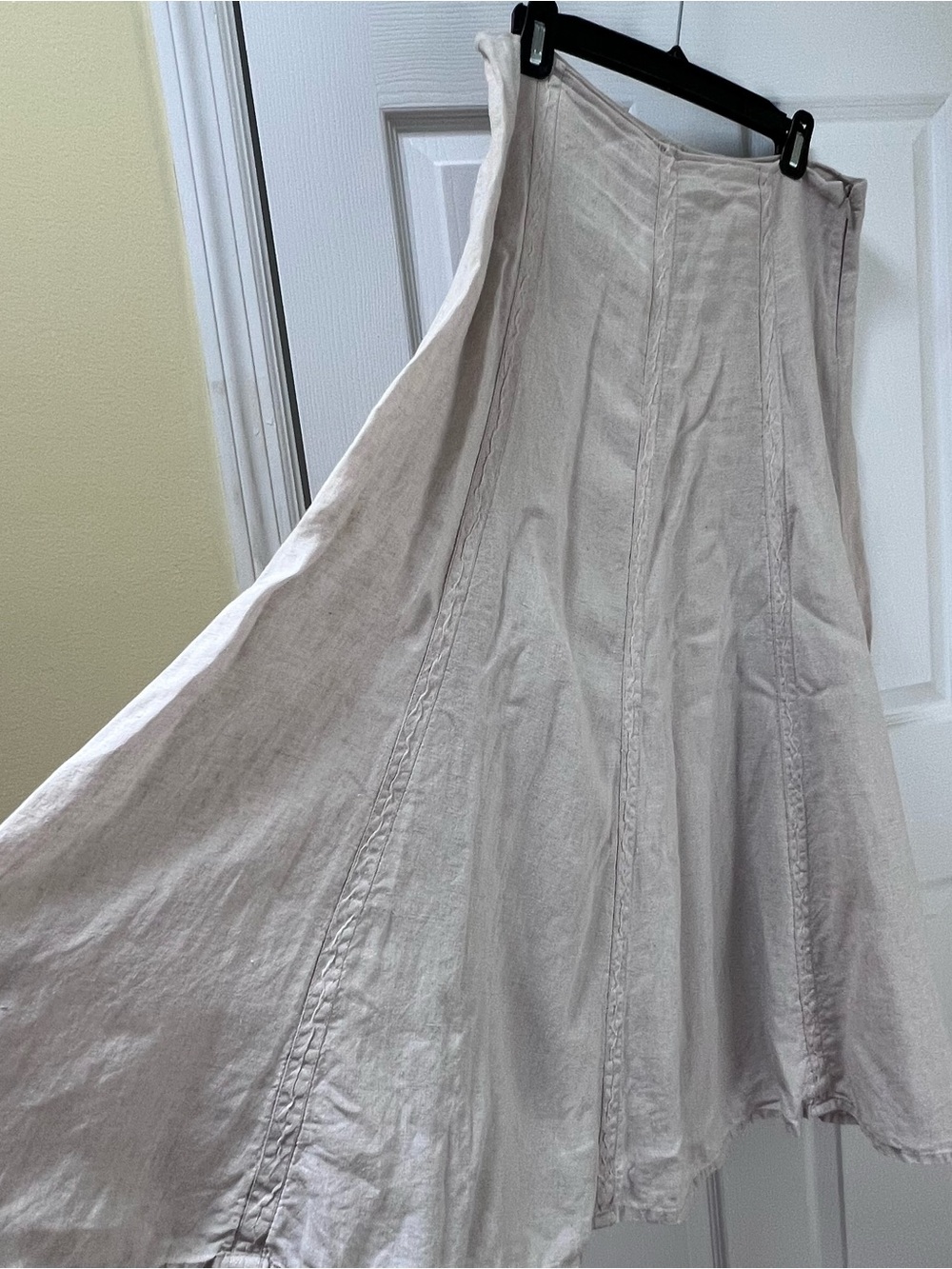Vintage Gap Y2K 00s Linen Maxi Circle Twirl Skirt In Khaki Size 8